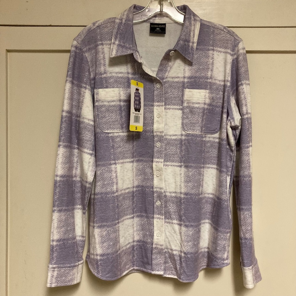 32 Degrees Heat Women's Cozy Knit Button‎ Up Shirt Flannel Size Small